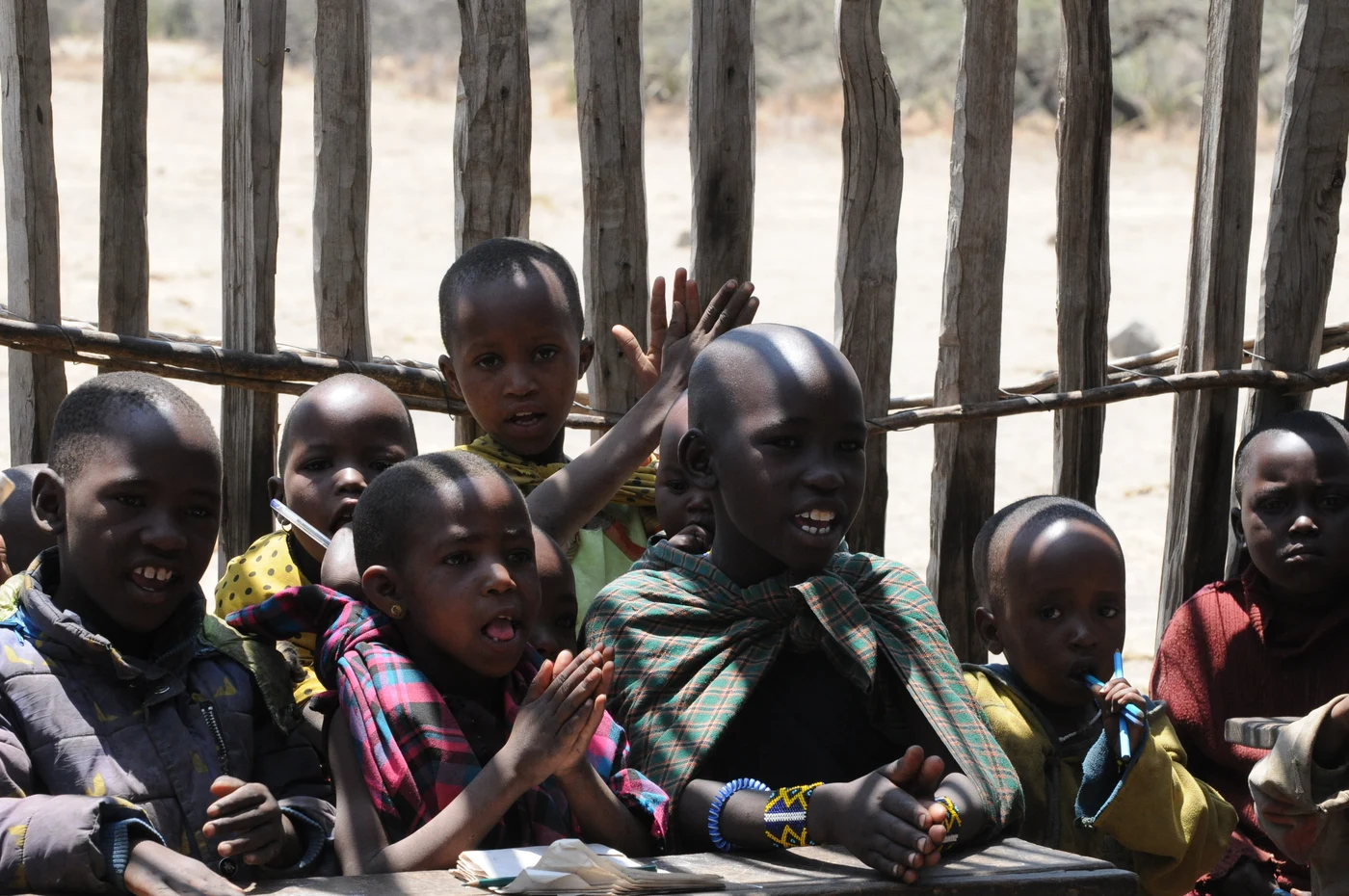 A group of children together.